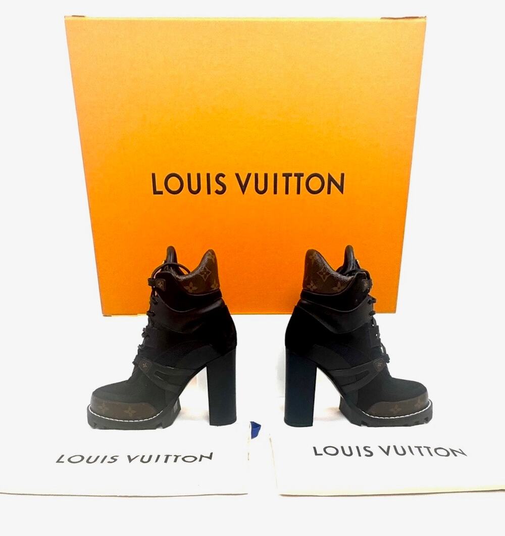 Louis Vuitton Laureate Monogram Platform Combat Boots Black Suede EU 40 US 9.5